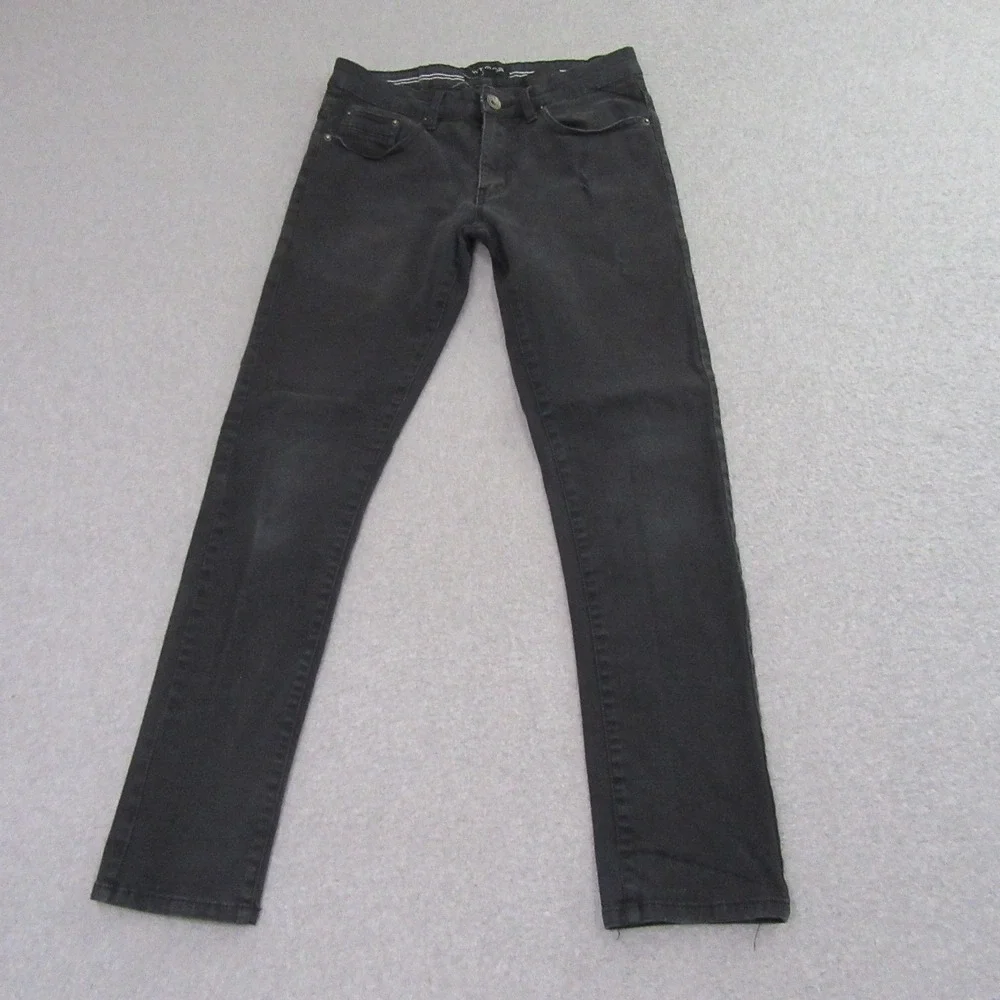 WT02‎ Mens Slim Straight Leg Jeans 30 x 32 Black Stretch Pocket